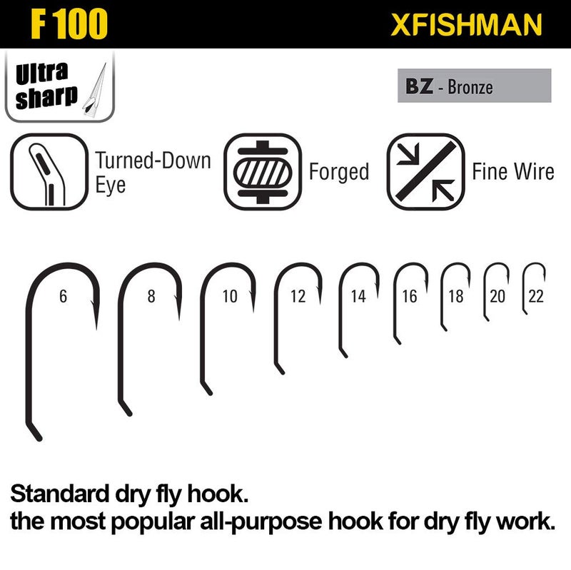 XFISHMAN Fly Hooks for Fly Tying Dry Wet Nymph Flies Curved Fishing Hooks 10# ~16# Assortment Pack of 240 Hooks with Boxâ€¦ - Image 3